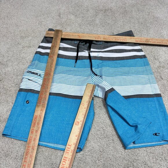 O’Neill Board Shorts Men’s Blue Gray White Drawstring Pockets Size 32 - Picture 2 of 12